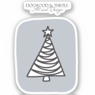 Sticker Noir et blanc sur Doodle gris Arbre de Noël