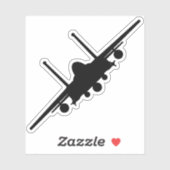 Sticker Noir F-15E Frappe Aigle Vue frontale Silhouette (Feuille)