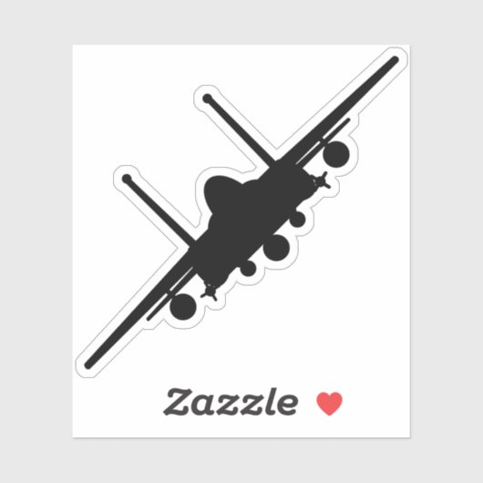 Sticker Noir F-15E Frappe Aigle Vue frontale Silhouette (Feuille)