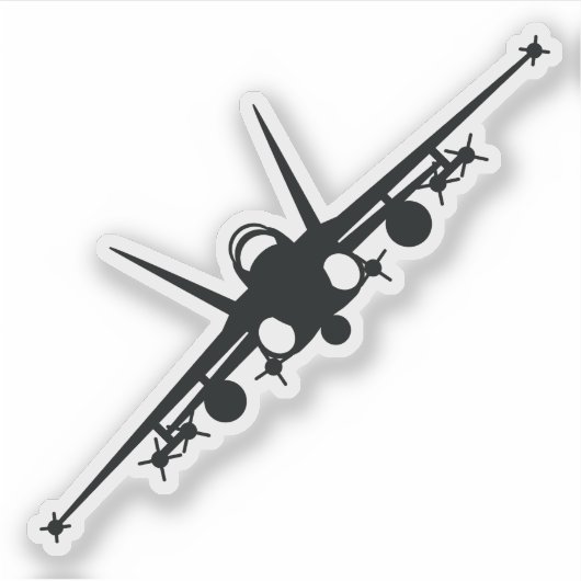 Sticker Noir F/A-18C Vue frontale Silhouette (Devant)