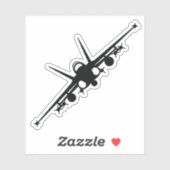 Sticker Noir F/A-18C Vue frontale Silhouette (Feuille)