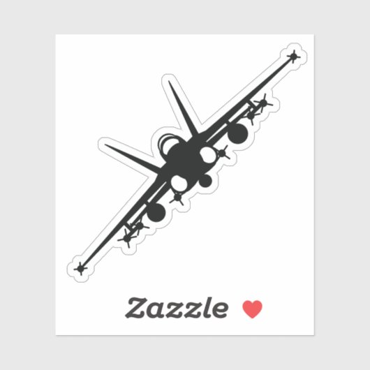 Sticker Noir F/A-18C Vue frontale Silhouette (Feuille)