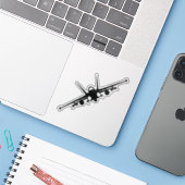 Sticker Noir F/A-18C Vue frontale Silhouette (Ordinateur portable avec iPhone)
