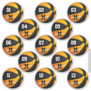 Sticker noir orange basketball coutume 13 joueurs noms