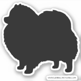 Sticker Noir Poméranien Silhouette Cute Chien race