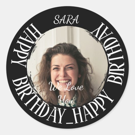 Sticker noir pour anniversaire entièrement personn (Devant)
