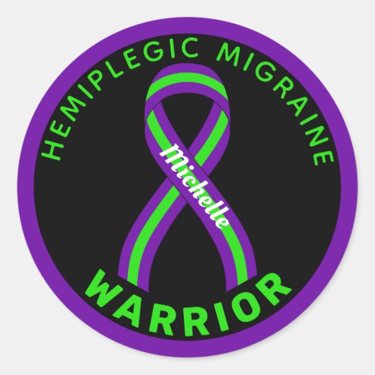 Sticker noir rond Hemiplegic Migraine (Devant)