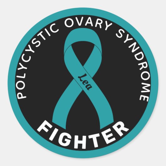 Sticker noir rond PCOS Fighter Ribbon (Devant)