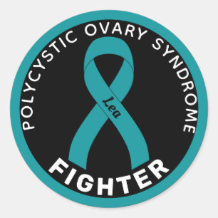 Sticker noir rond PCOS Fighter Ribbon