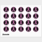 Sticker noir rond pour Lutte contre le cancer du s (Feuille)