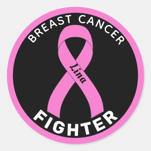 Sticker noir rond pour Lutte contre le cancer du s (Devant)