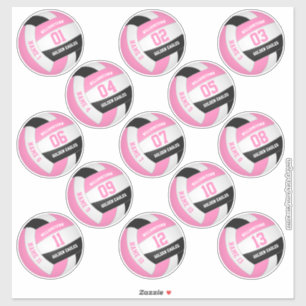Sticker noir rose 13 joueurs personnalisés noms volleyball