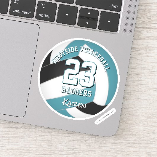 Sticker noir turquoise volley filles garçons équipe couleu (Détail)