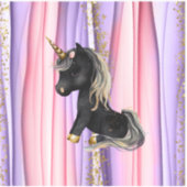 Sticker Noir Unicorne oreilles roses (Devant)
