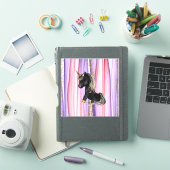 Sticker Noir Unicorne oreilles roses (Couverture iPad)