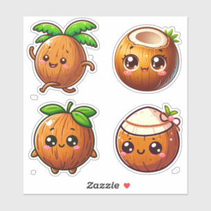 Sticker noix de coco kawaii mignonnes