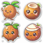 Sticker noix de coco kawaii mignonnes (Devant)