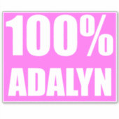 Sticker nom Adalyn 100 pour cent (Devant)