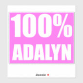 Sticker nom Adalyn 100 pour cent (Feuille)