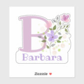 Sticker Nom Barbara & Initiale avec motif floral (Feuille)
