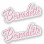 Sticker Nom Bernadette en écriture cursive rose x2 (Devant)