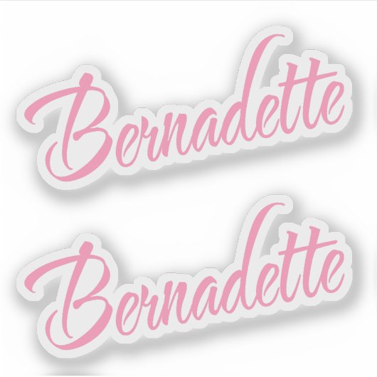 Sticker Nom Bernadette en écriture cursive rose x2 (Devant)