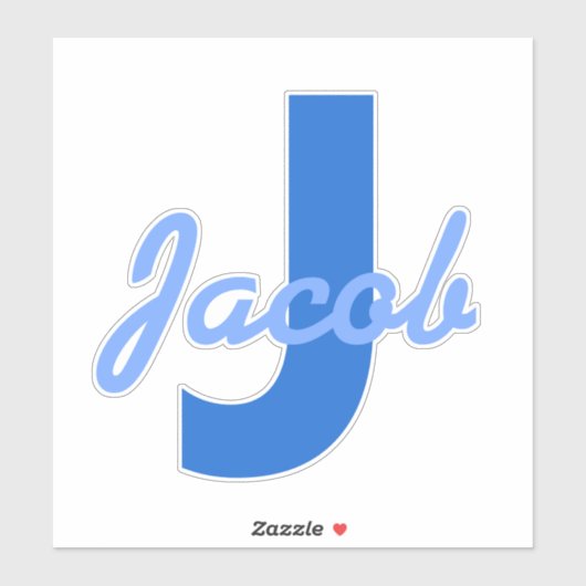 Sticker Nom bleu et monogramme (Feuille)