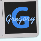 Sticker Nom bleu et monogramme