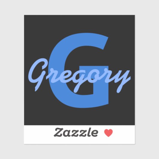 Sticker Nom bleu et monogramme (Feuille)