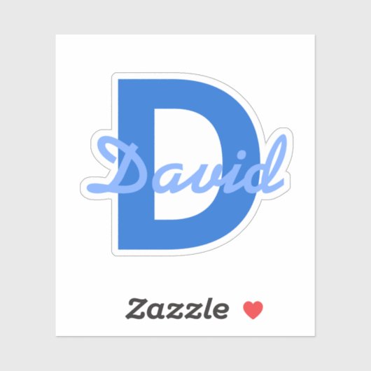 Sticker Nom bleu et monogramme (Feuille)