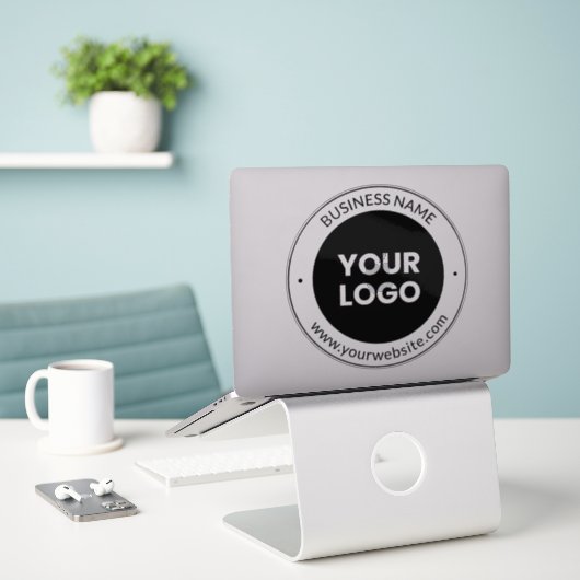 Sticker Nom commercial et site Web ou Slogan | transparent (Ordinateur portable sur le bureau)