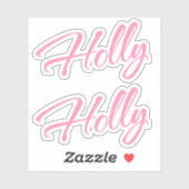 Sticker Nom creux en rose x2 (Feuille)