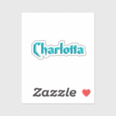 Sticker Nom Cuztomisé 3D blanc moderne | bleu turquoise (Feuille)