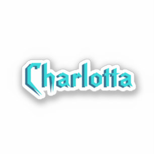 Sticker Nom Cuztomisé 3D blanc moderne   bleu turquoise