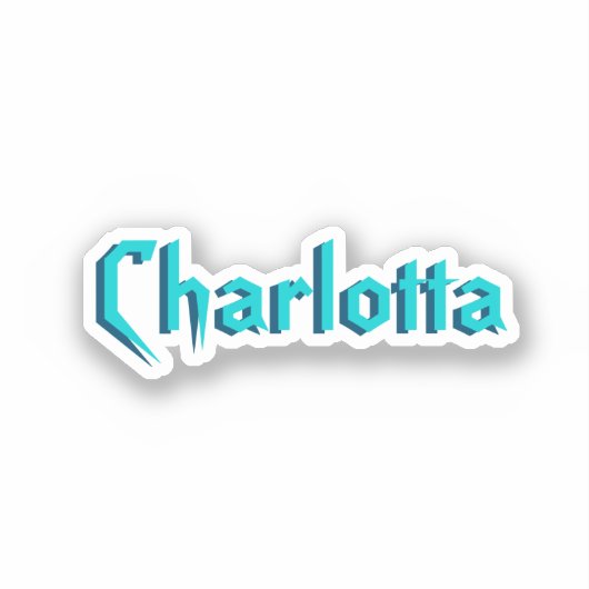 Sticker Nom Cuztomisé 3D blanc moderne | bleu turquoise (Recto)