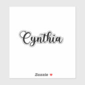 Sticker Nom Cynthia - Calligraphie manuscrite (Feuille)
