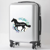 Sticker Nom de cheval personnalisé mignon Fleurs (Sur valise)