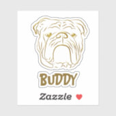 Sticker Nom de chien Bouledogue (Feuille)
