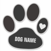 Sticker Nom de chien personnalisé sur Paw (Devant)