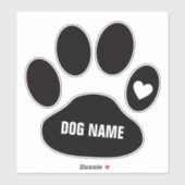 Sticker Nom de chien personnalisé sur Paw (Feuille)