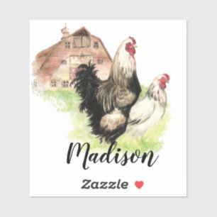 Sticker Nom de coutume d'art d'animal de ferme de poulets