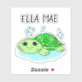 Sticker Nom de dessin personnalisé de la tortue mûre (Feuille)