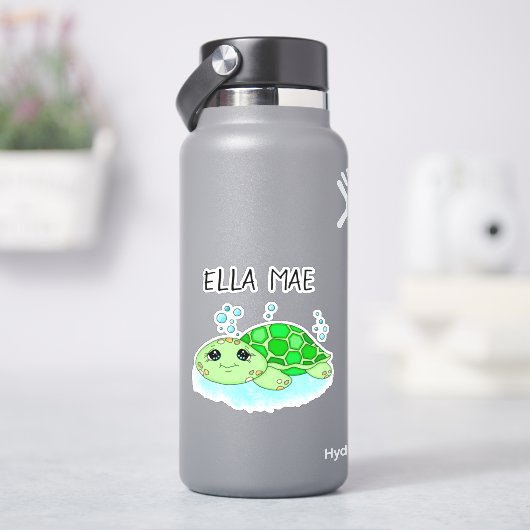 Sticker Nom de dessin personnalisé de la tortue mûre (HydroFlask)