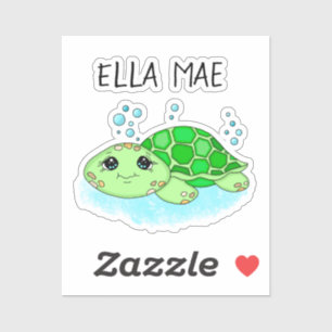 Sticker Nom de dessin personnalisé de la tortue mûre