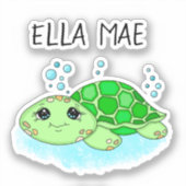Sticker Nom de dessin personnalisé de la tortue mûre (Recto)