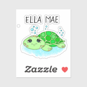 Sticker Nom de dessin personnalisé de la tortue mûre