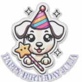 Sticker Nom de fille chiot mignonne Joyeux anniversaire (Devant)