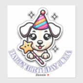 Sticker Nom de fille chiot mignonne Joyeux anniversaire (Feuille)