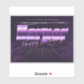 Sticker Nom de Harper Prénom lila retro (Feuille)