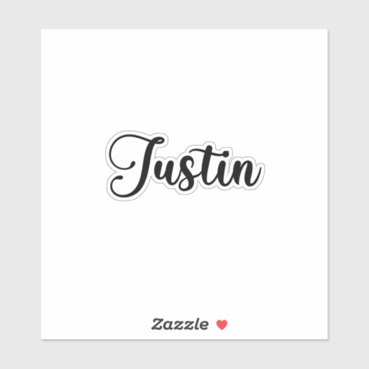 Sticker Nom de Justin - Calligraphie manuscrite (Feuille)